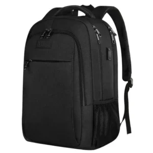 Travel Laptop Backpack, Water Resistant Business Laptop Bag w/ USB Charging Port, Anti Theft Durable College School Backpack for Men Women Student fits 15.6 inch Laptop and Tablet (Black)