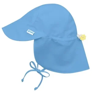 Iplay Flap Sun Hat for Baby Boys Sun Protection Large Billed Hat- Solid Light Blue-Infant 9-18 Months Baby Boy Hat Is Adjustable To Fit Outdoor Hat With Chin Strap and Neck Flap; Pool Beach Swim