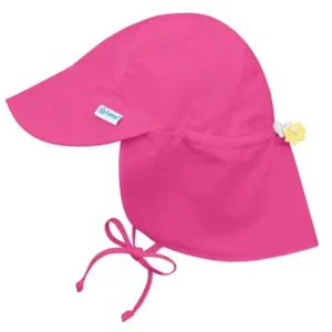 Iplay Flap Sun Hat for Baby Girls Sun Protection Large Billed Hat Solid Hot Pink Newborn 0-6 Mths Baby Girl Hat Is Adjustable To Fit Outdoor Hat With Chin Strap and Neck Flap; Pool Beach Baseball Swim