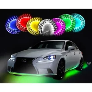 Zento Deals 7 Colors LED Undercar Glow Underbody System Neon Lights Kit 36" x 2 & 48" x 2 w/ Sound Active Function and Wireless Remote Control