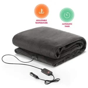 Zento Deals Heated Polar Fleece Material Blanket Electric 12V- Cold Days and Nights Road Trip and Car Comfy Protector