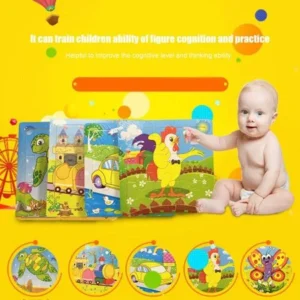 Wooden Cartoon Animals Pattern Puzzle Jigsaw Baby Kid Training Early Learning Education Toy 9pcs Developmental Random Delivery