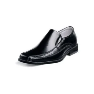 stacy adams danton bicycle toe slip-on uniform dress shoe with elastic double side gore (little kid/big kid),black,6.5 m us big kid