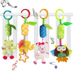 4 Packs Baby Rattle Toy Cat Seat and Stroller Hanging Bell for Newborn Toddlers,KateDy Playing Handbells Use for Baby Car Crib Stroller Toys,Adorable Animal Wind Chime for Tag Along Travel Pals