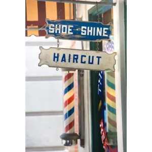 Old Fashioned Barber Shop Haircut and Shoe Shine Photo Art Print Poster 12x18 inch