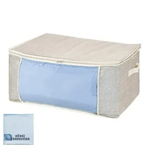 TRONIX Jumbo Storage Bag for Clothes, Bedding &More - Faux Jute/Beige + eCostConnection Microfiber Cloth
