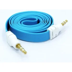 Blue Flat Aux Cable Car Stereo Wire Compatible With Samsung Galaxy J3 (2018) Grand Prime Express Prime Avant Amp 2 Alpha A6 A5 - Verizon Ellipsis 8 HD - Xiaomi Redmi Note 6 Pro 5 O4G