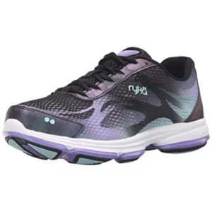 Ryka Women's Devotion Plus 2 Cross Trainer,Black/Purple Ice/Eggshell Blue (9 M)