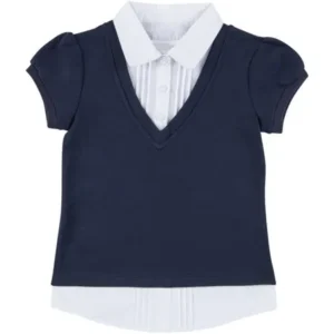 George School Uniforms Girls 2-fer V-Neck Sweater Blouse, online exclusive