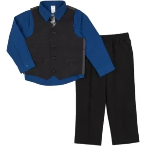 Newborn Baby Boy 4-Piece Houndtooth Dressy Vest Set