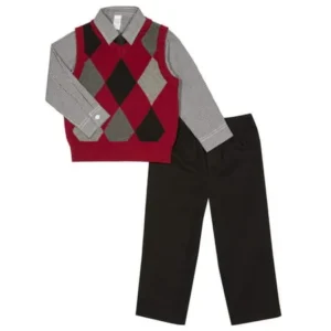 George Toddler Boy Argyle Sweater Vest 4pc Outfit Set