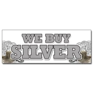 12" WE BUY SILVER DECAL sticker gold sell rare cash bullion diamonds coins