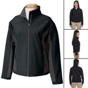 Women's 3 Season Rain Softshell Jacket Fleece Lined Black/Gray MEDIUM