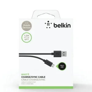 Belkin F2cu012bt04-blk Mixit? Tangle-free Micro Usb Charge & Sync Cable, 4ft (black)