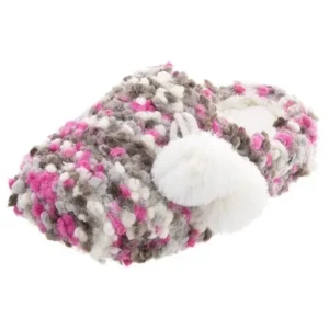 SG Footwear Women's Knit Popcorn Pink Gray Slippers