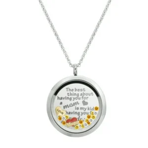 The Best Thing About Having You For A Mom Is My Kids Having You For A Grandma Stainless Steel Locket Pendant Floating Charms Necklace