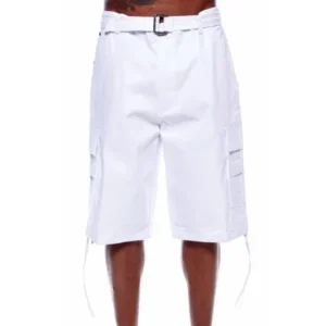 MENS BASIC BELTED CARGO SHORTS BIG MENS PLUS SIZE URBAN HIP HOP LONG SHORTS