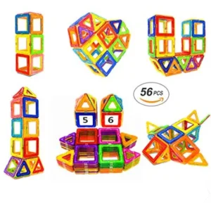 Magnetic Blocks STEM Educational Toys Magnet Building Block Tiles Set for Boys and Girls by Coodoo-56pcs