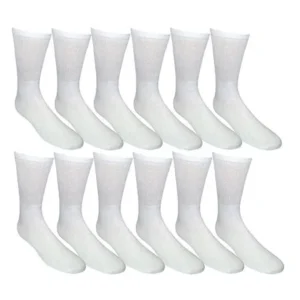 "12 Pair of Excell Mens Athletic Sports Quality Crew Socks Ringspun Cotton (White)"