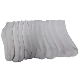 SOCKS'NBULK 12 Pairs Value Pack of Mens Ankle Socks Athletic Sport Socks (White, 10-13)