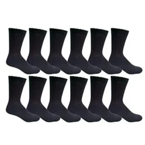 Yacht & Smith 12 Pair Mens King Size Crew Socks, Big and Tall Sports Athletic Socks, 13-16 (Black)