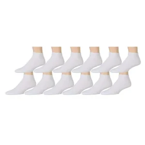 SOCKS'NBULK 12 Pairs of Mens King Size Diabetic Ankle Athletic Socks, 13-16 (White)