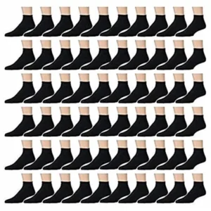 180 Pairs of Mens Ankle Socks, Wholesale Bulk Pack Athletic Sports Sock, by Excell (Black)