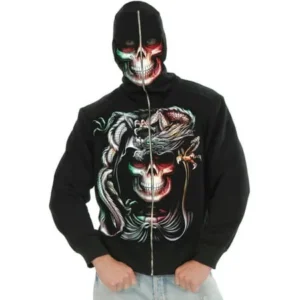 Child Boys Serpent Skull Black Hoodie Sweatshirt