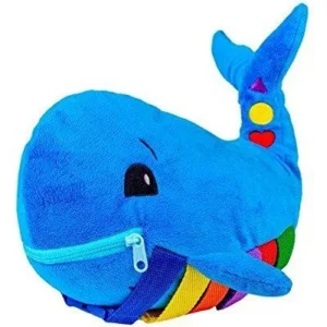 buckle toy blu whale - toddler early learning basic life skills childrens plush travel activity
