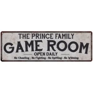 THE PRINCE FAMILY Game Room Country Look Gloss Metal Sign 6x18 Distressed DÃ©cor G61800748