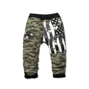 StylesILove Kids Boy Camouflage American Flag Thick Cotton Pants (3-4 Years, Black)