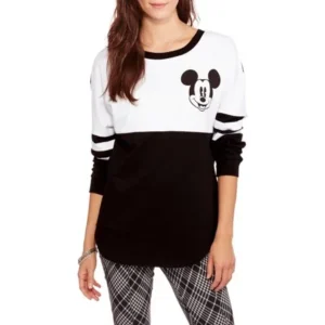 Disney Juniors' Iconic Mickey Drop Shoulder Colorblock Sweatshirt