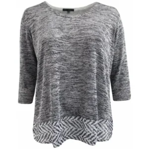 BNY Corner Women Plus Size Round Neck Sweater Knit Top Tee Blouse Shirt Heather Grey 1X 160.36 BNY Corner