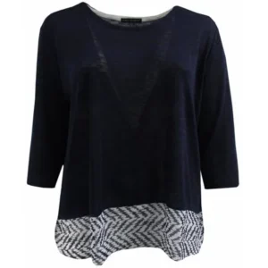 BNY Corner Women Plus Size Round Neck Sweater Knit Top Tee Blouse Shirt Navy Black 1X 160.36 BNY Corner
