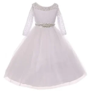 Little Girl Formal Communion Wedding Bridesmaid Party Girl Dress USA White 2 MBK 372 BNY Corner