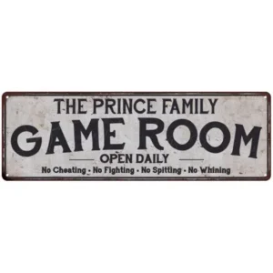 THE PRINCE FAMILY Game Room Country Look Low Lustre Chic Metal Sign 6x18 Wall DÃ©cor M61800748