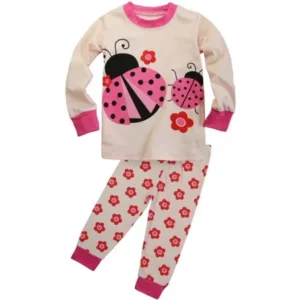 FANCYINN Little Girls Ladybug Pajamas Cotton 2 Piece Clothes Kids Sleepwear Set