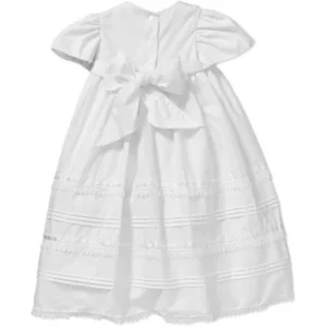 Christening Baptism Newborn Baby Girl Special Occasion Dress w/ Tucking