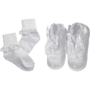 Christening Baptism Newborn Baby Girl Special Occasion Christening Shoes And Socks Matching Set