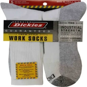 Genuine Dickies Men's Dri-Tech Comfort Crew Work Socks, 5-Pack