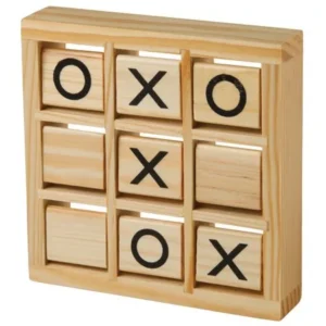 Wooden Travel Tic Tac Toe Game With Rotating Tiles