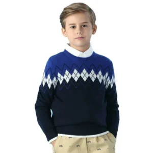 Leo&Lily Big Boys' Kids' Wool Blends Jacquard Casual Pullover Sweater