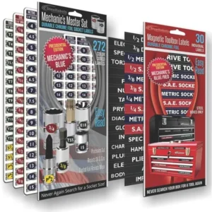 Steellabels - Combo Deal - Magnetic Toolbox Labels plus our best Master Set of Socket Labels - blue series - for Metric, Torx & SAE tools, fits all Craftsman, Snap On, Mac Tools and Tool Chest