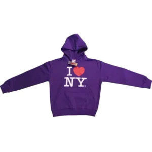 I Love NY New York Kids Hoodie Screen Print Heart Sweatshirt Purple Large (14...