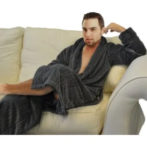 Napa Menâ€™s Hotel Spa Plush Robe Herringbone Textured Microfiber Fleece Super Soft Lightweight Bathrobe Sleepwear