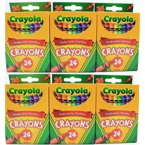 Crayola 24 Count Box of Crayons Non-Toxic Color Coloring School Supplies (6 Packs)