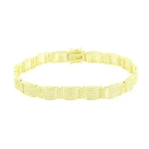 14k Gold Tone Bracelet Yellow Lab Created Cubic Zirconias Mens Designer Slim Design Party Wear