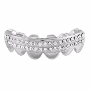 Iced Out Mens Grillz 2 Row Lab Created Cubic Zirconia Womens Grills Hip Hop Rapper Wear On Sale