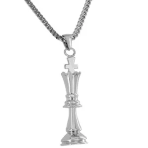 Custom Chess King Piece Free Stainless Steel 24" Necklace Silver Tone On Sale Brand New Jewelry