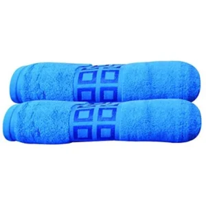 Best Quality 100 % Zero Twist Cotton Super Absorbent Soft Bath Towel Set Piece 2 Blue